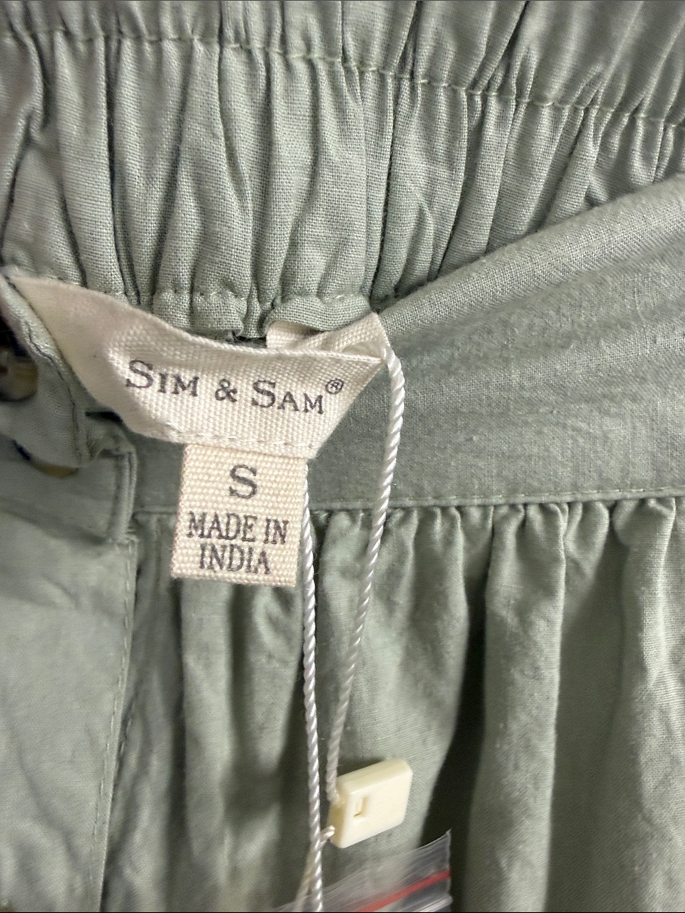 Sim & Sam Coquette Versatile Gathered Button-Front Midi Skirt in Sage Green - Picture 2 of 8